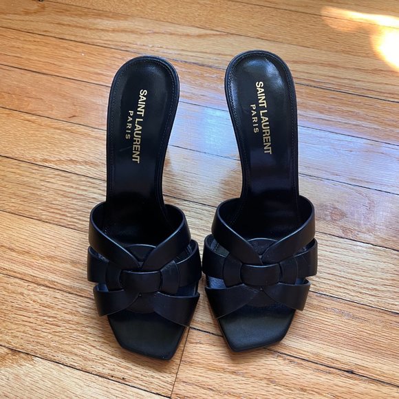 SAINT LAURENT Tribute woven leather mules SZ 36.5 - Picture 13 of 16